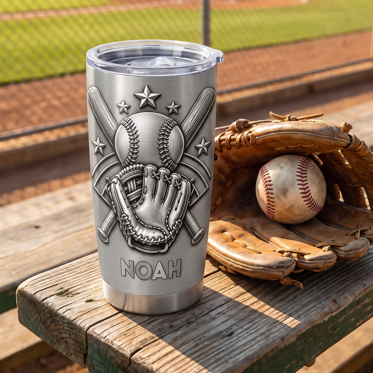 Carry The Game, The Memories, And The Love Wherever You Go - Personalized Tumbler, Gift For Baseball Lovers, 3D Metallic Brushed Tumbler