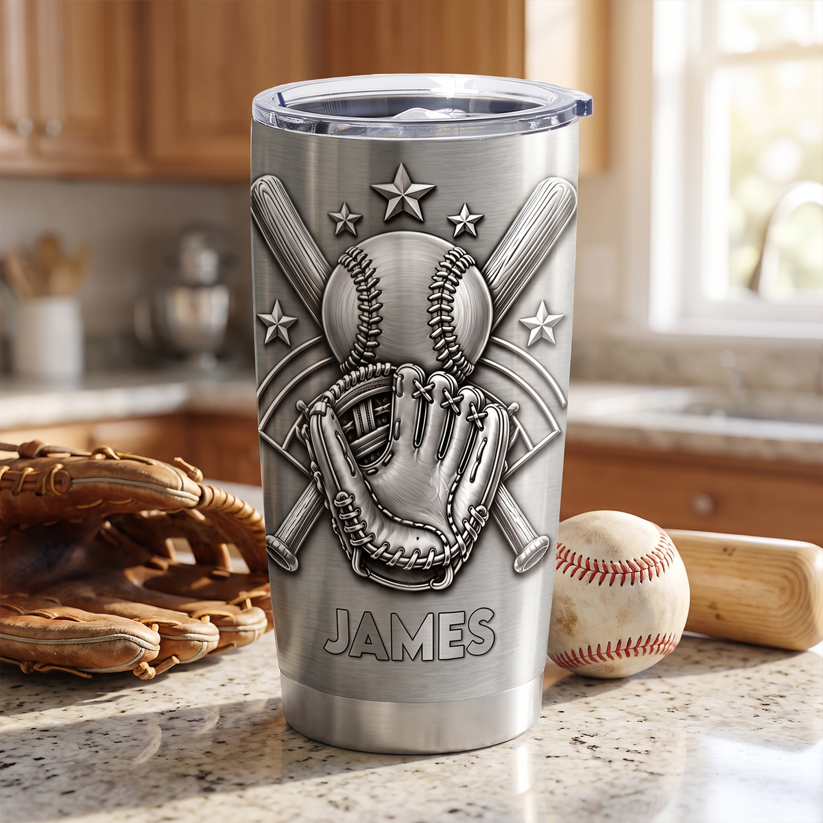 Carry The Game, The Memories, And The Love Wherever You Go - Personalized Tumbler, Gift For Baseball Lovers, 3D Metallic Brushed Tumbler