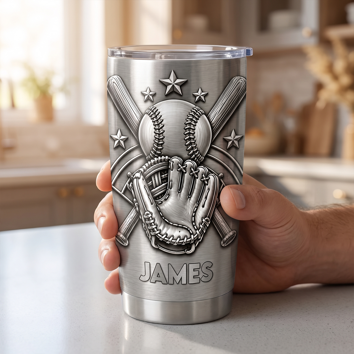 Carry The Game, The Memories, And The Love Wherever You Go - Personalized Tumbler, Gift For Baseball Lovers, 3D Metallic Brushed Tumbler