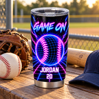 Neon Wireframe Sports - Personalized Tumbler, Custom Gift For Sport Players