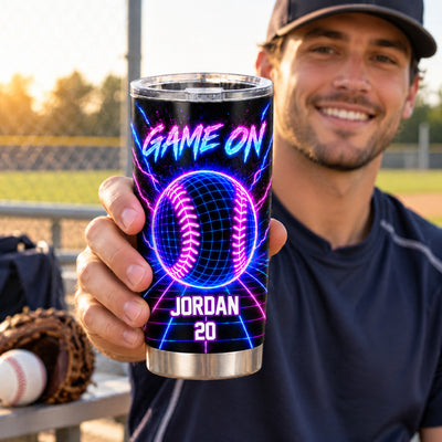 Neon Wireframe Sports - Personalized Tumbler, Custom Gift For Sport Players