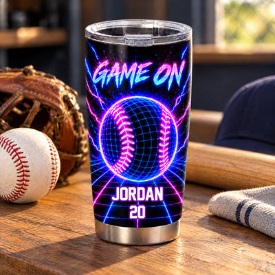 Neon Wireframe Sports - Personalized Tumbler, Custom Gift For Sport Players