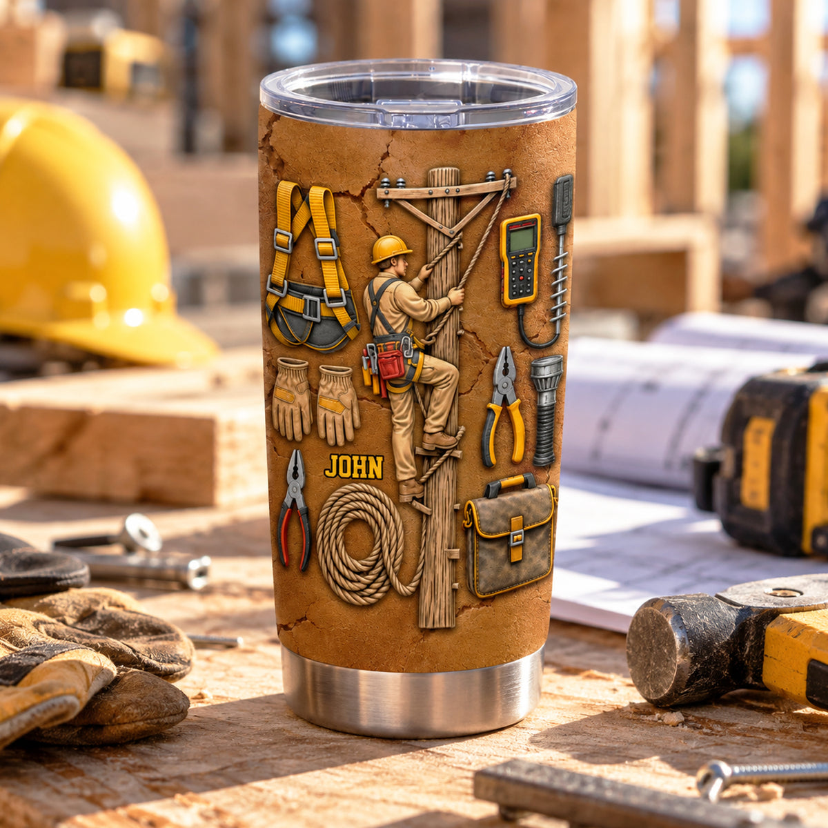 Celebrate Hard Work - Personalized Tumbler, Custom 3D Effect Stainless Steel Tumbler, Gift For Dad