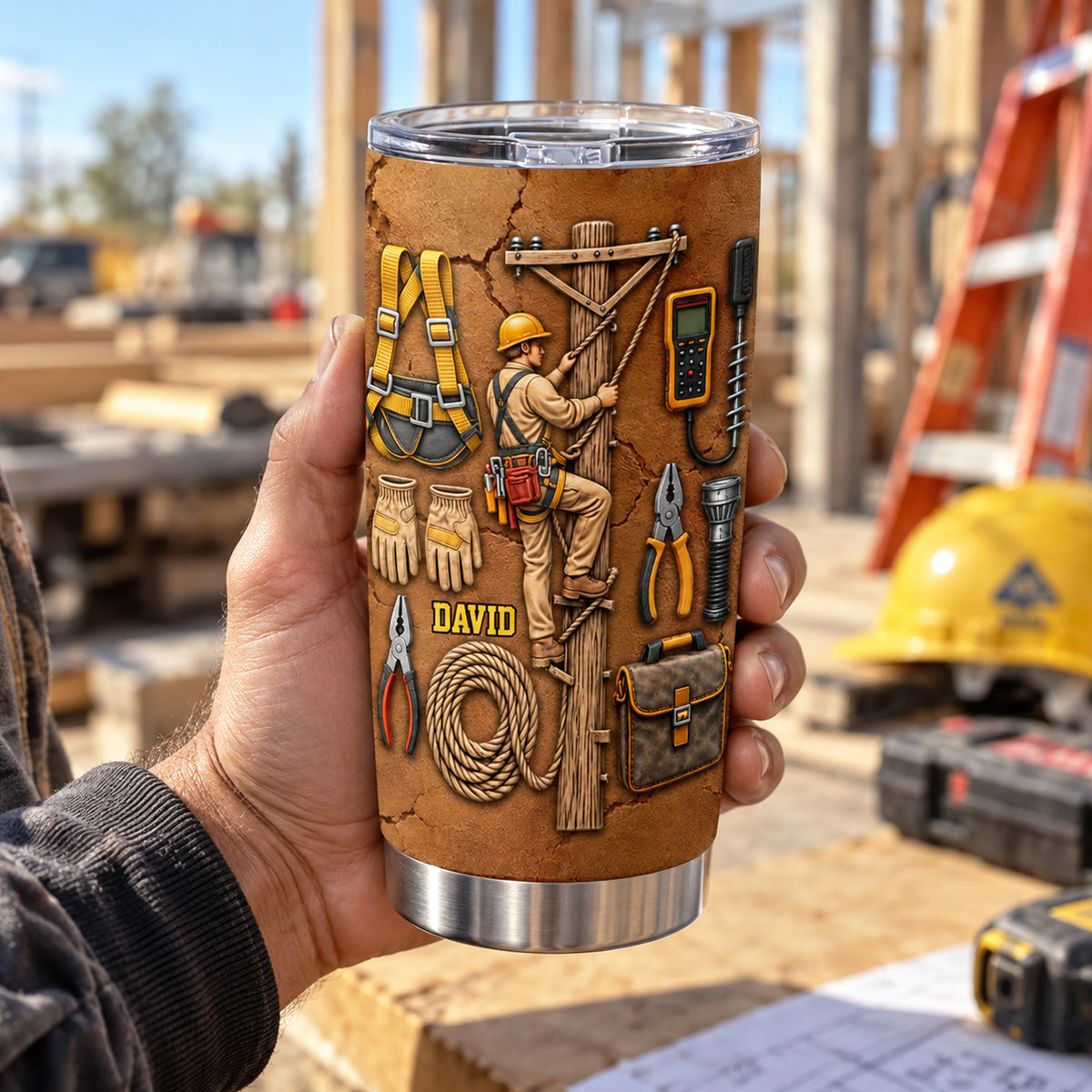 Celebrate Hard Work - Personalized Tumbler, Custom 3D Effect Stainless Steel Tumbler, Gift For Dad
