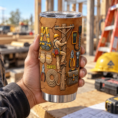 Celebrate Hard Work - Personalized Tumbler, Custom 3D Effect Stainless Steel Tumbler, Gift For Dad