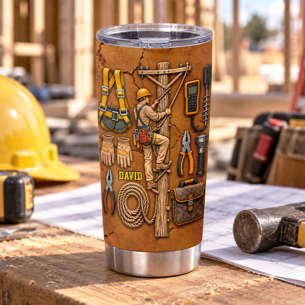 Celebrate Hard Work - Personalized Tumbler, Custom 3D Effect Stainless Steel Tumbler, Gift For Dad