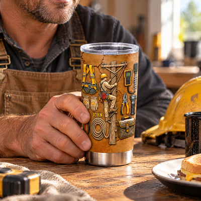 Celebrate Hard Work - Personalized Tumbler, Custom 3D Effect Stainless Steel Tumbler, Gift For Dad