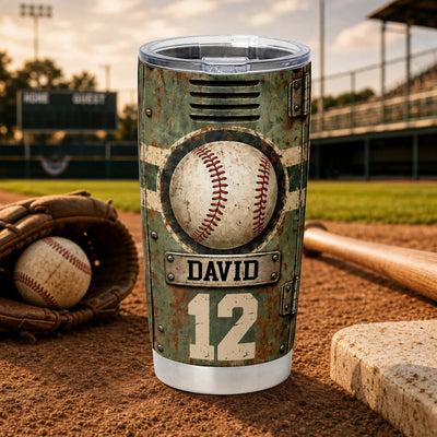 Vintage Sports Locker - Personalized Tumbler, Custom Gift For Sport Players
