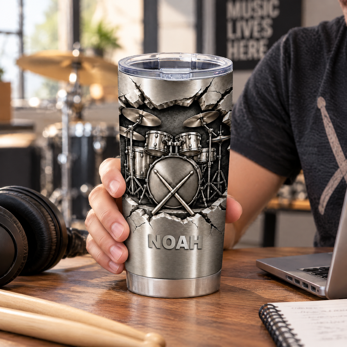 All I Need Is Drum - Personalized Tumbler, Gift For Drum Lovers, Music Lovers Gift