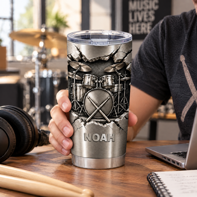 All I Need Is Drum - Personalized Tumbler, Gift For Drum Lovers, Music Lovers Gift