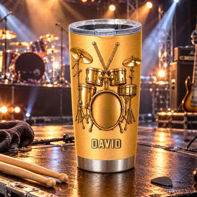 Life Is Better Behind the Drum Kit - Personalized Tumbler, Drum Lovers Gift, Metallic Drum Set Gift For Musicians, Drummers & Music Lovers