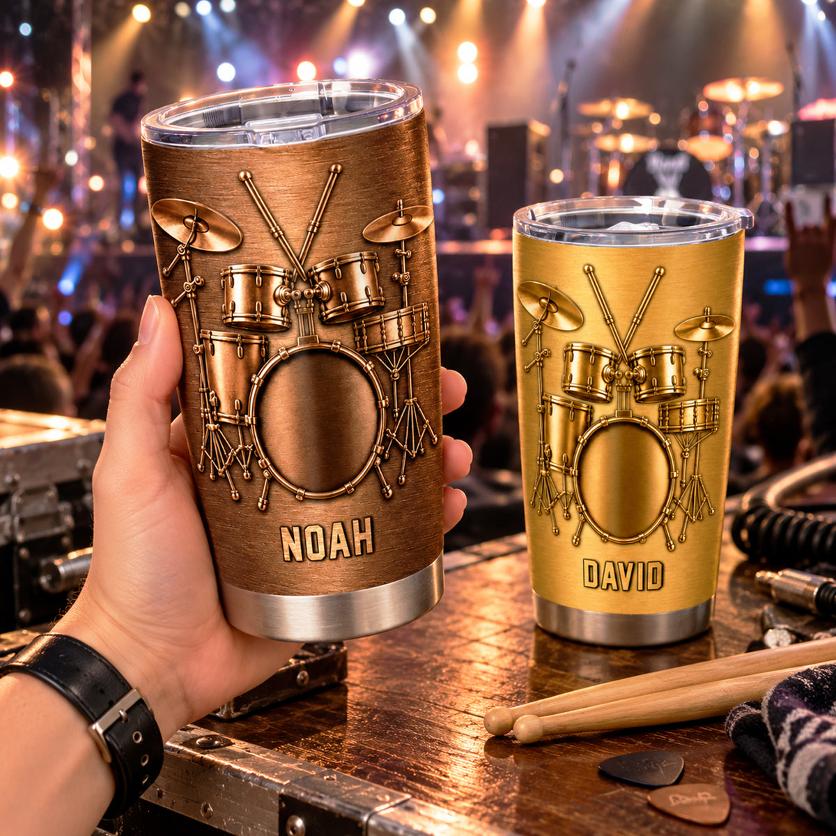 Life Is Better Behind the Drum Kit - Personalized Tumbler, Drum Lovers Gift, Metallic Drum Set Gift For Musicians, Drummers &amp; Music Lovers