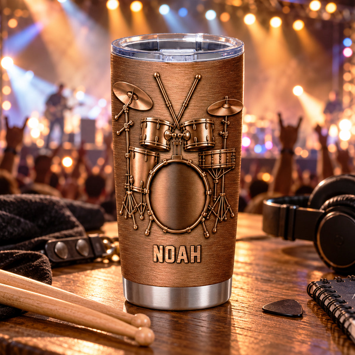 Life Is Better Behind the Drum Kit - Personalized Tumbler, Drum Lovers Gift, Metallic Drum Set Gift For Musicians, Drummers &amp; Music Lovers