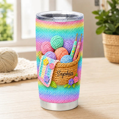 Crochet Yarn Basket - Personalized Tumbler,  Custom Crafting Gift for Crochet Lovers