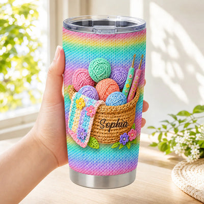 Crochet Yarn Basket - Personalized Tumbler,  Custom Crafting Gift for Crochet Lovers