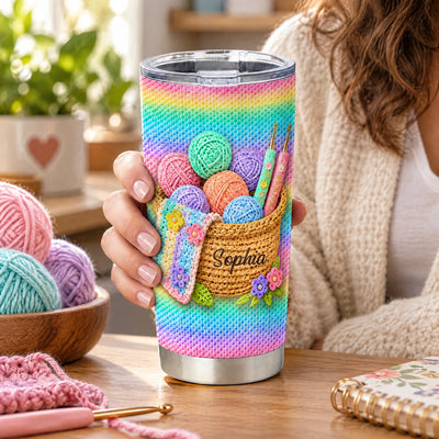Crochet Yarn Basket - Personalized Tumbler,  Custom Crafting Gift for Crochet Lovers