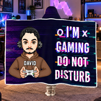 Gaming Time - Personalized Wearable Hooded Blanket, Custom Name , Video Game Lover Blanket, Gift for Gamer