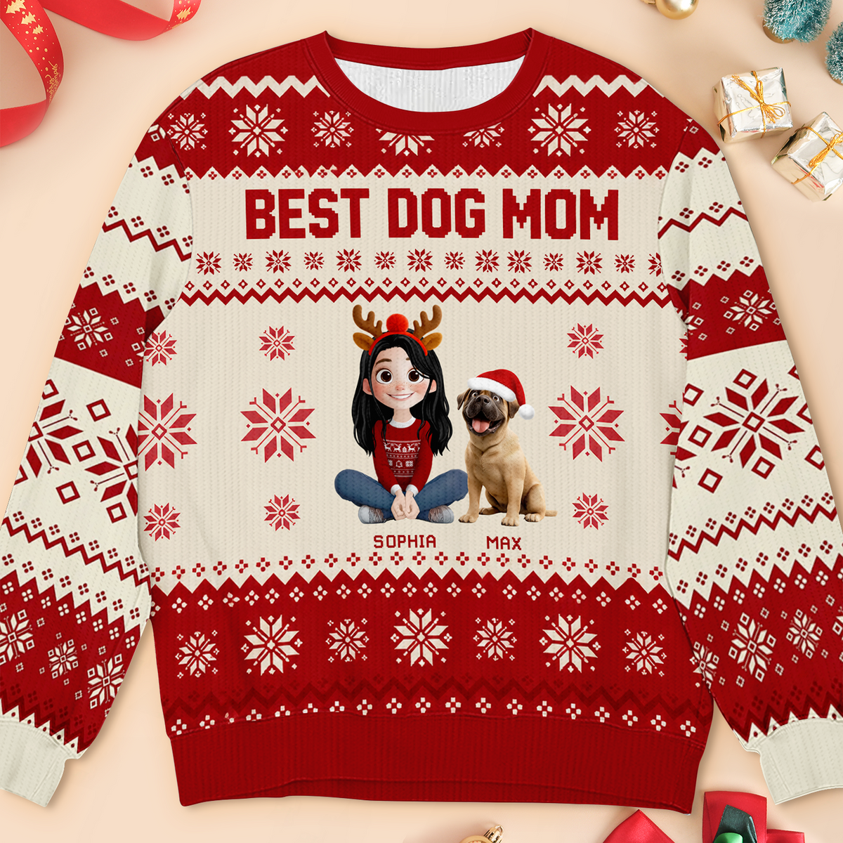 Best Dog Mom - Personalized Wool Sweater, Gift For Dog Lovers, Best Dog Mom Gift
