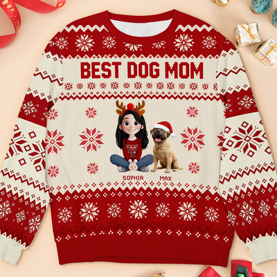 Best Dog Mom - Personalized Wool Sweater, Gift For Dog Lovers, Best Dog Mom Gift