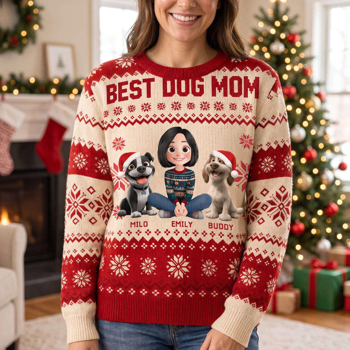 Best Dog Mom - Personalized Wool Sweater, Gift For Dog Lovers, Best Dog Mom Gift