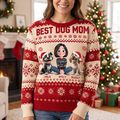 Best Dog Mom - Personalized Wool Sweater, Gift For Dog Lovers, Best Dog Mom Gift
