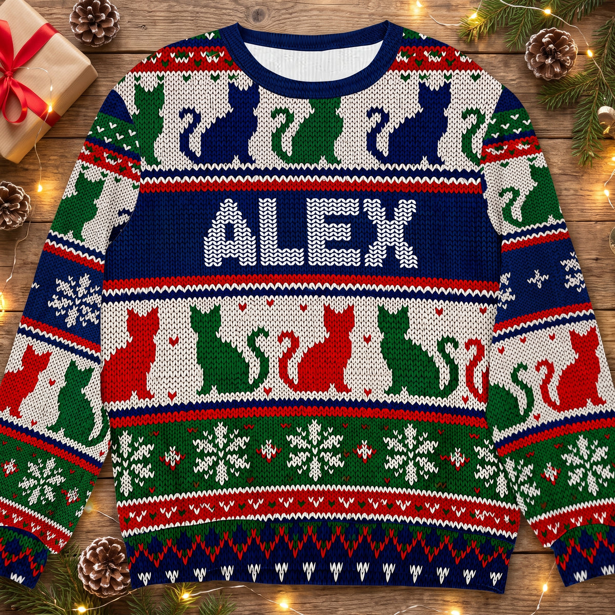 Cats Make Christmas Purrfect - Personalized Wool Sweater, Festive Cat Shirt, Ugly Christmas Sweater, Gift for Cat Lovers