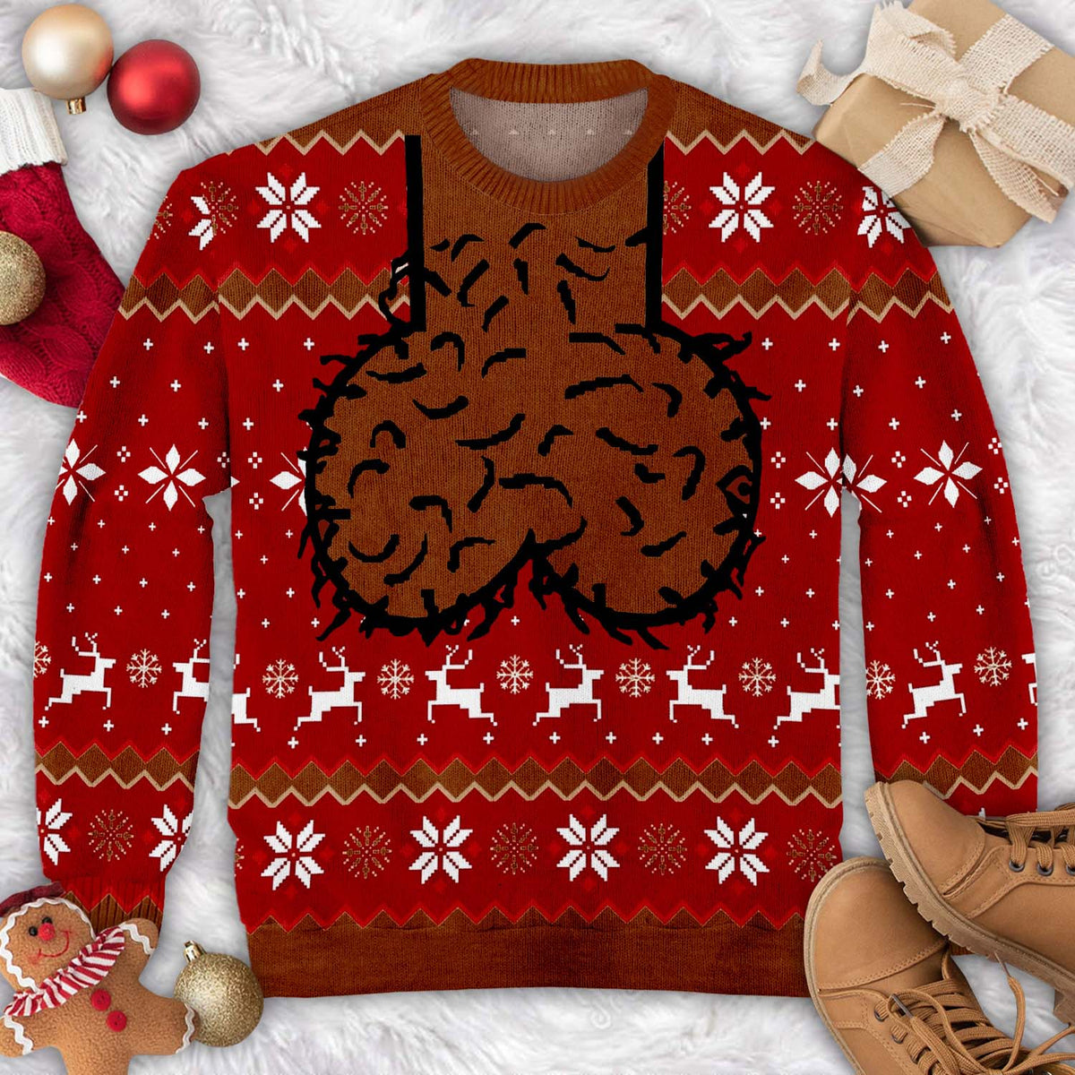 Jingle Balls - Personalized Wool Sweater, Funny Ugly Sweater Gift for Husband, Dad, Grandpa, Brother, Son, Christmas Gift
