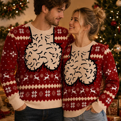 Jingle Balls - Personalized Wool Sweater, Funny Ugly Sweater Gift for Husband, Dad, Grandpa, Brother, Son, Christmas Gift