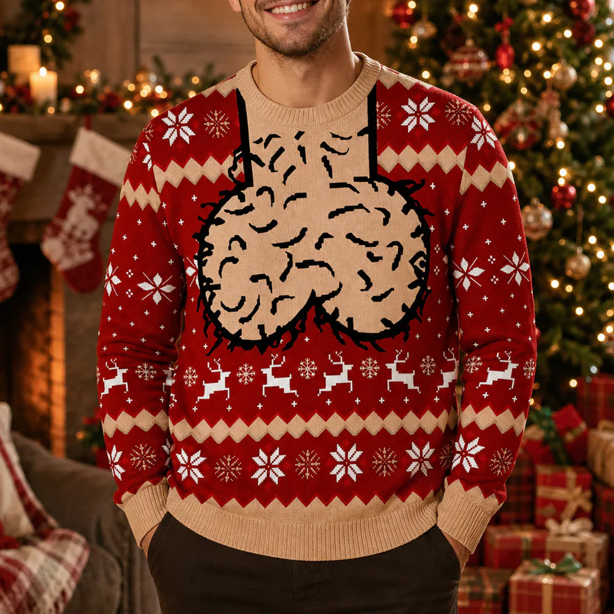 Jingle Balls - Personalized Wool Sweater, Funny Ugly Sweater Gift for Husband, Dad, Grandpa, Brother, Son, Christmas Gift