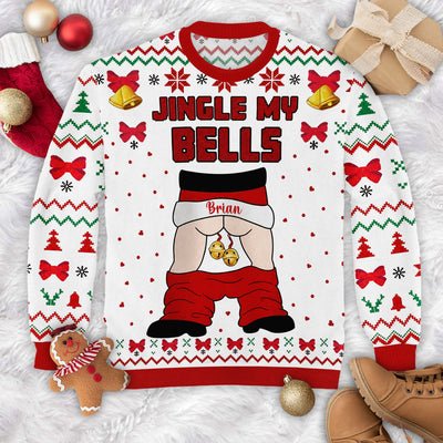Jingle Balls - Personalized Wool Sweater, Ugly Christmas Sweater, Santa Claus Holiday Sweater, Funny Christmas Sweatshirt, Xmas Party Gift