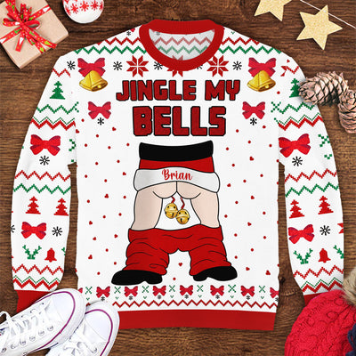 Jingle Balls - Personalized Wool Sweater, Ugly Christmas Sweater, Santa Claus Holiday Sweater, Funny Christmas Sweatshirt, Xmas Party Gift