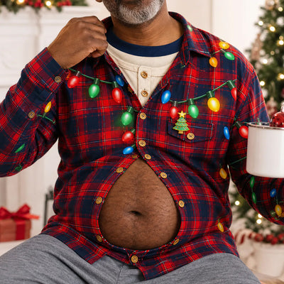 Santa’s Favorite Dad Bod - Personalized Wool Sweater, Funny Christmas Plaid Shirt, Holiday Sweater