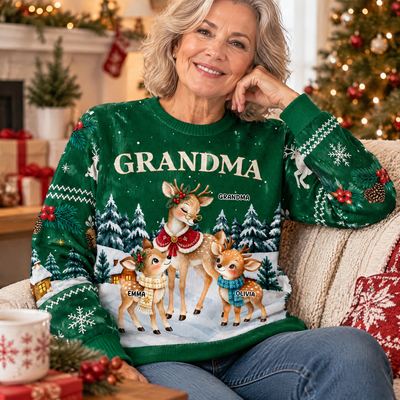 Grandma With Children - Personalized Wool Sweater, Custom Grandma And Kids Name Sweater, Gift for Grandma