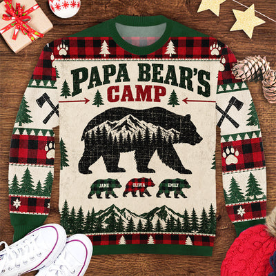 Papa Bear's Camp – Vintage Bear Family Ugly Christmas Sweater