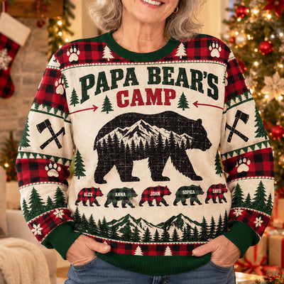 Papa Bear's Camp – Vintage Bear Family Ugly Christmas Sweater