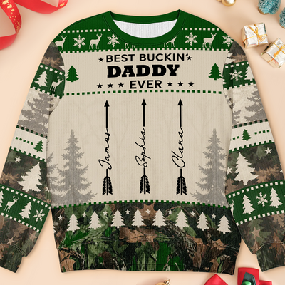 Best Buckin' Grandpa Personalized Hunting Wool Sweater