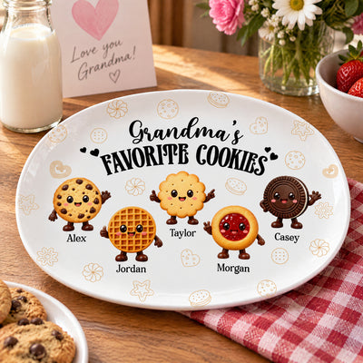 Grandma's Favorite Cookies - Personalized Platter, Custom Name Kids Ceramic Plate, Gift for Grandma