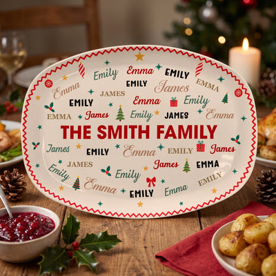 Merry Christmas - Personalized Plate, Christmas Gift, Family Names Platter