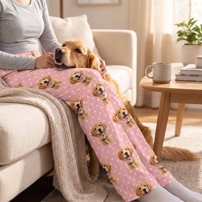 Custom Pet Face Minimalist Polka Dot - Personalized Pajama Pants, Custom Gift for Pet Lovers, Dog Mom/Dog Dad Gift