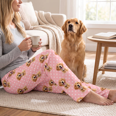 Custom Pet Face Minimalist Polka Dot - Personalized Pajama Pants, Custom Gift for Pet Lovers, Dog Mom/Dog Dad Gift