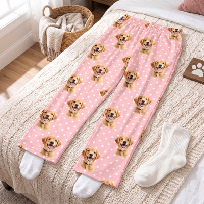 Custom Pet Face Minimalist Polka Dot - Personalized Pajama Pants, Custom Gift for Pet Lovers, Dog Mom/Dog Dad Gift