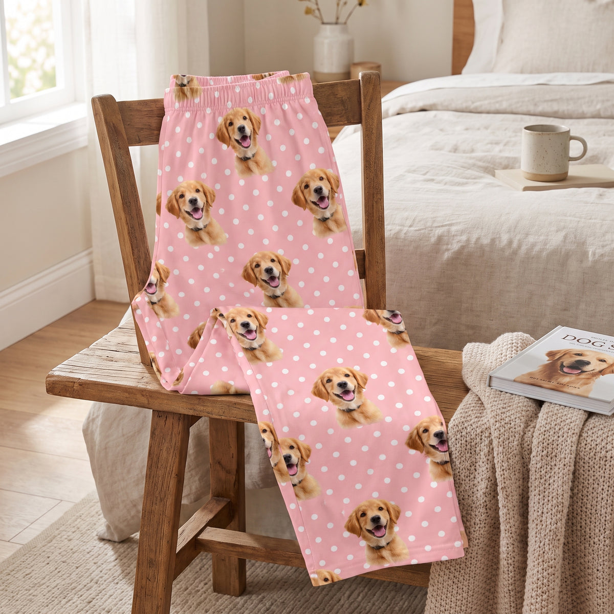 Custom Pet Face Minimalist Polka Dot - Personalized Pajama Pants, Custom Gift for Pet Lovers, Dog Mom/Dog Dad Gift