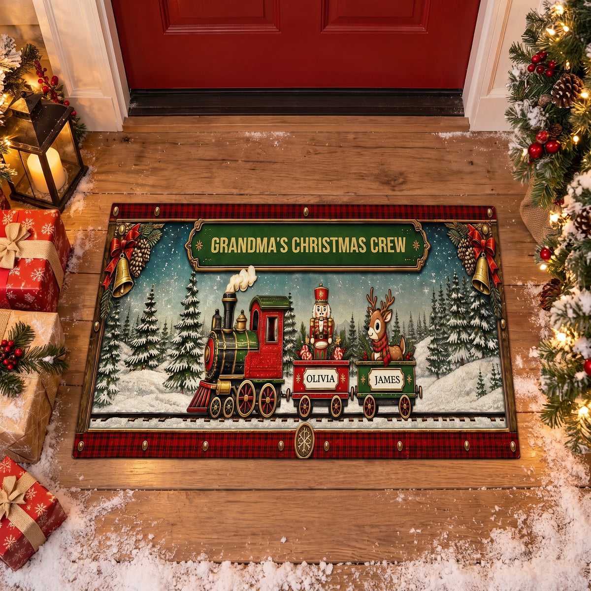 Grandma’s Christmas Crew - Personalized Doormat, Christmas Gift For Grandma, Mom, Christmas Home Decor