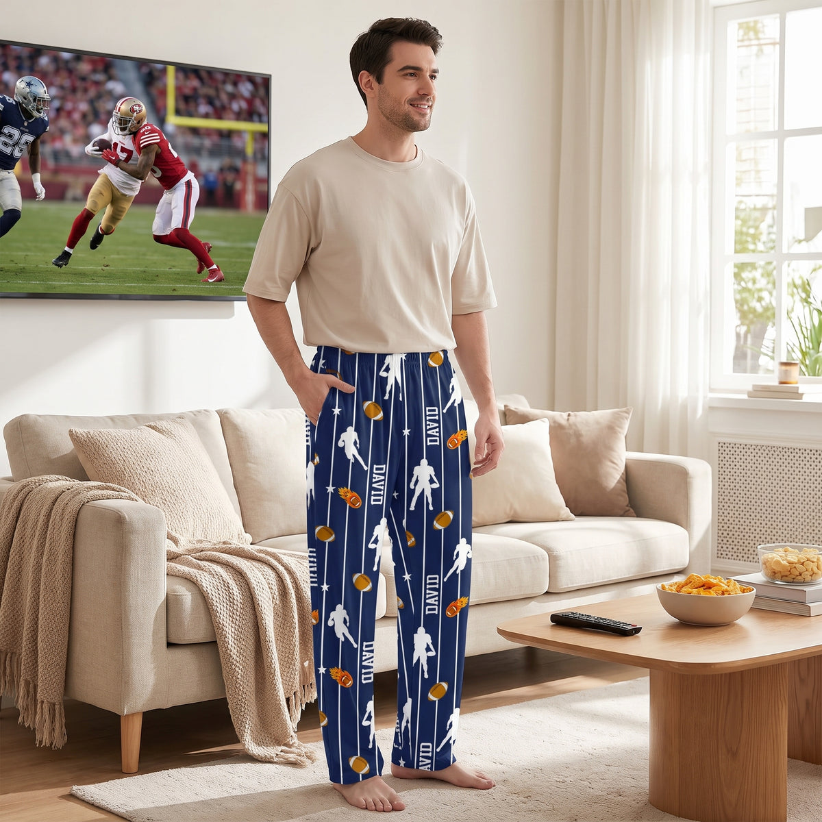 Game Mode ON - Personalized Pajama Pants, Gift For Football Lovers, Sport Lovers Pajama Pants Gift