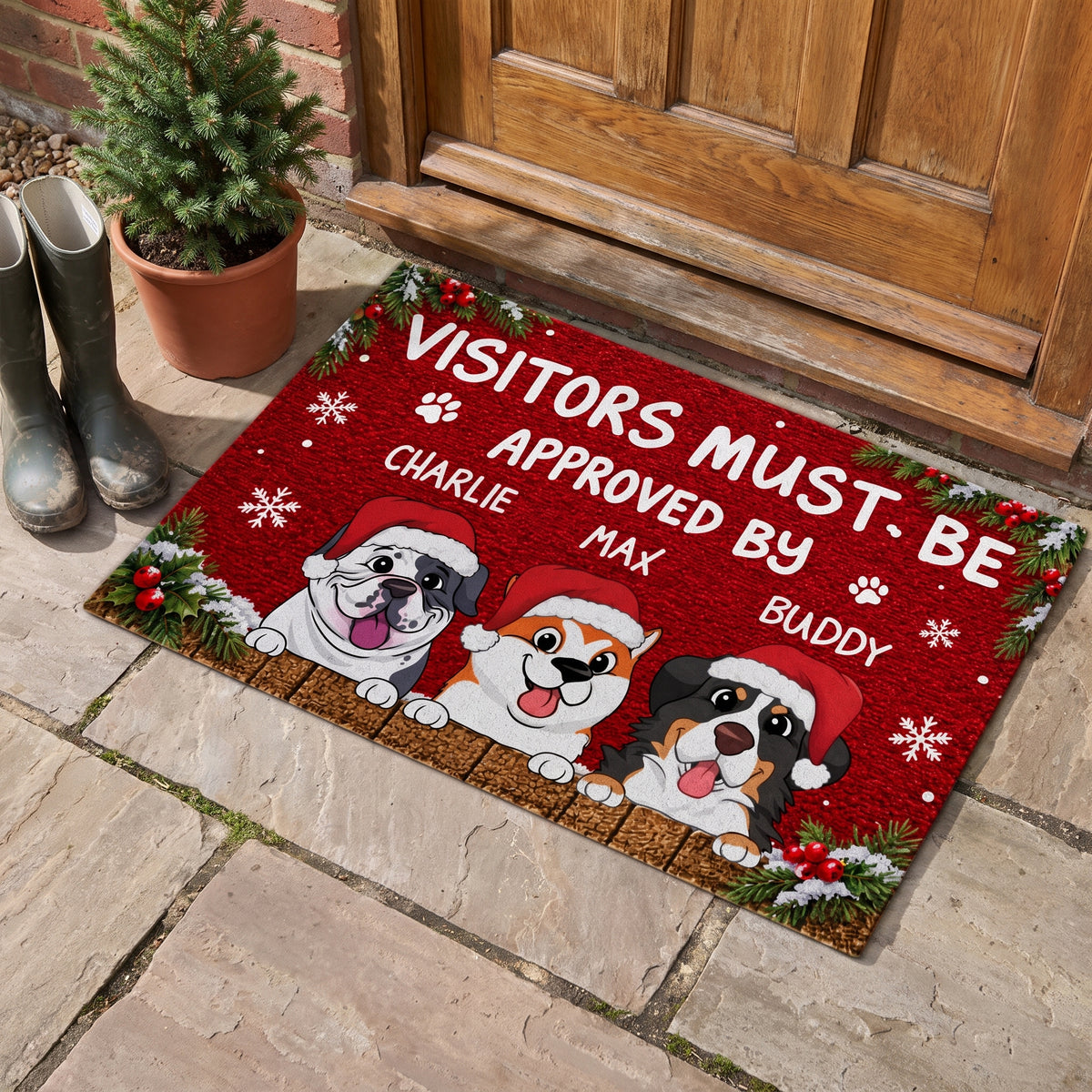 Approved By The Boss - Personalized Doormat, Custom Pet Name Doormat, Funny Dog Lover Gift