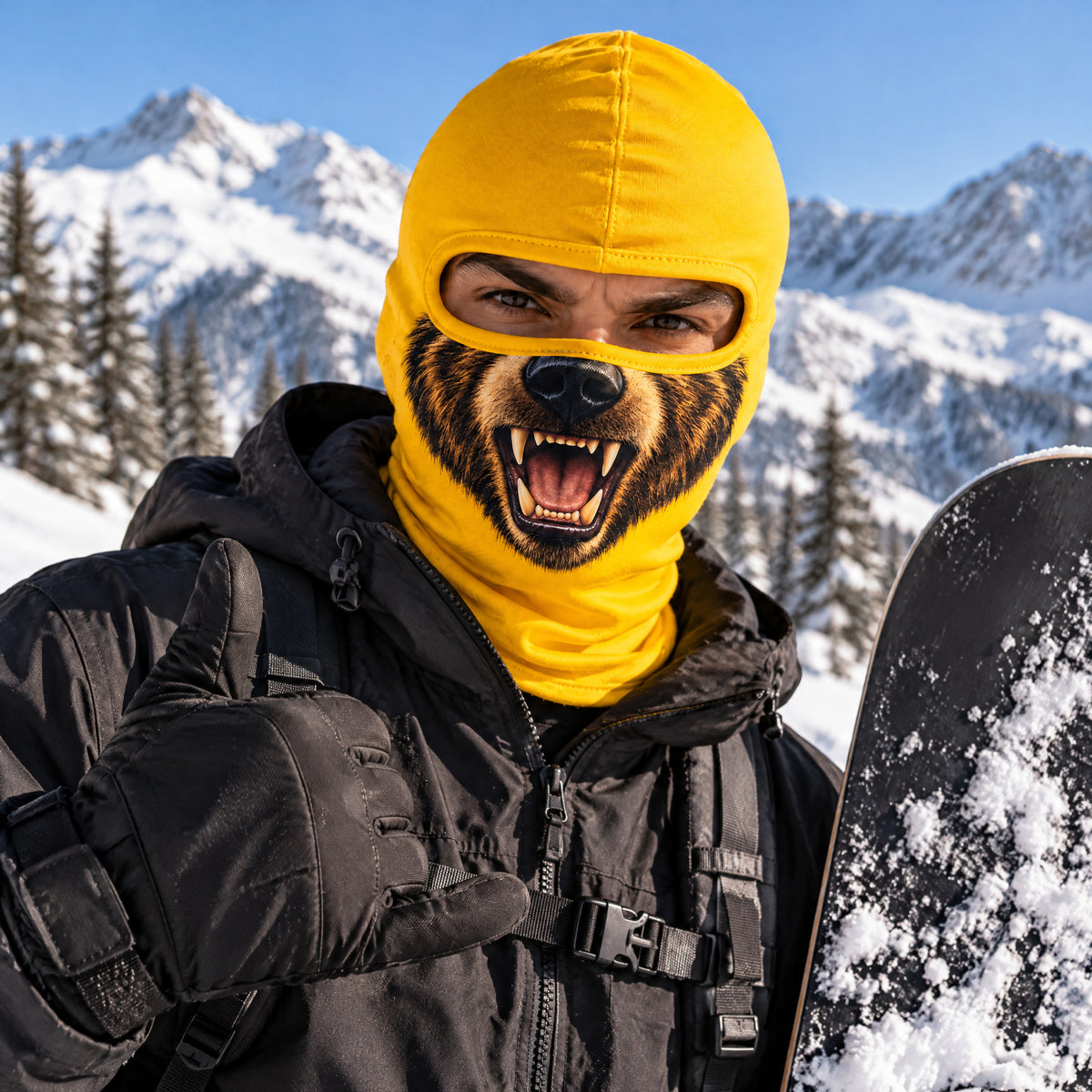 Fierce Bear Snout Printed Balaclava/Ski Mask