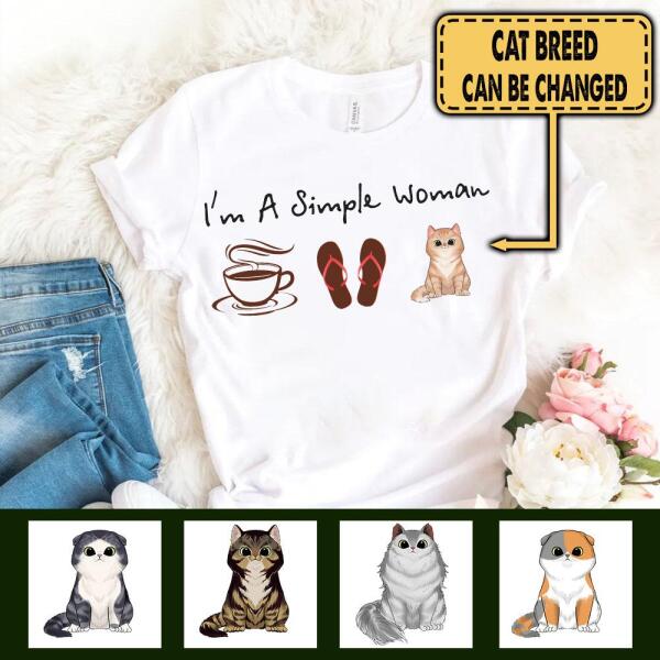I&#39;m A Simple Woman Love Cat - Personalized  Ladies T-shirt