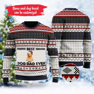 Best Dog Dad Ever Wool Sweater - Unique Gift Idea