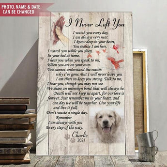 I Never Left You Personalized Canvas, Custom Photo Gift For Pet Loss