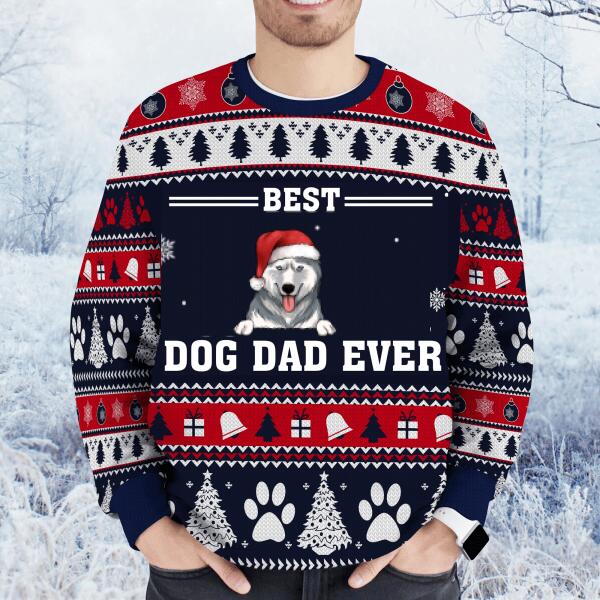 Best Dog Dad Ever Wool Sweater For Dog Lovers - Unique Gift Idea